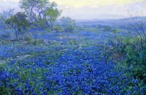 德克萨斯州绘画之父朱利安德多克蓝色风景油画欣赏