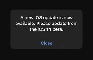 苹果iOS 14测试版反复出现“现有新的iOS更新可用”弹窗