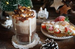 Christmas hot drink is fragile a snow top chocolate rub card coffee, cafe 42 yuan, oneself make simp