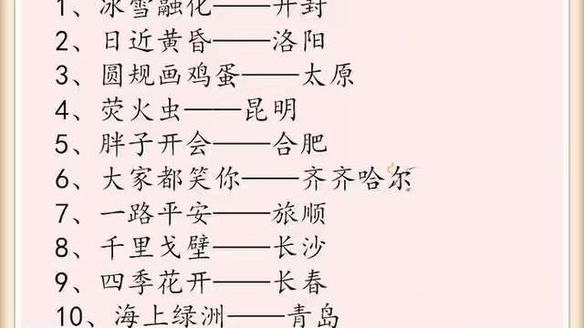 中国地名谜语大全及谜底