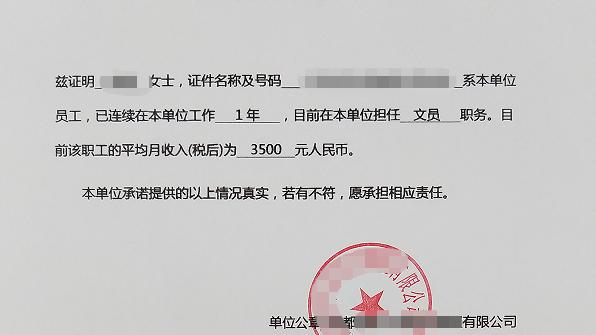 信用卡收入证明精选