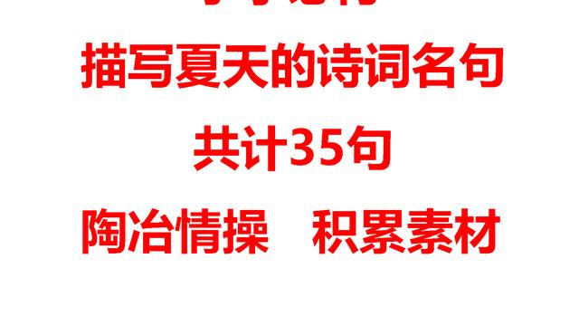 小学生关于描写夏天的诗句