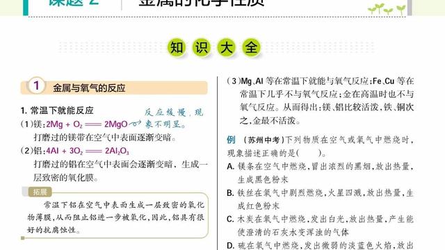 金属的化学性质10篇