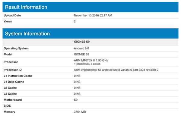 金立S9亮相Geekbench：Helio P10扶持