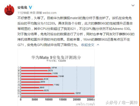 安兔兔评测又显卡跑分了，华为公司Mate9的麒麟960，坑不坑自己看！