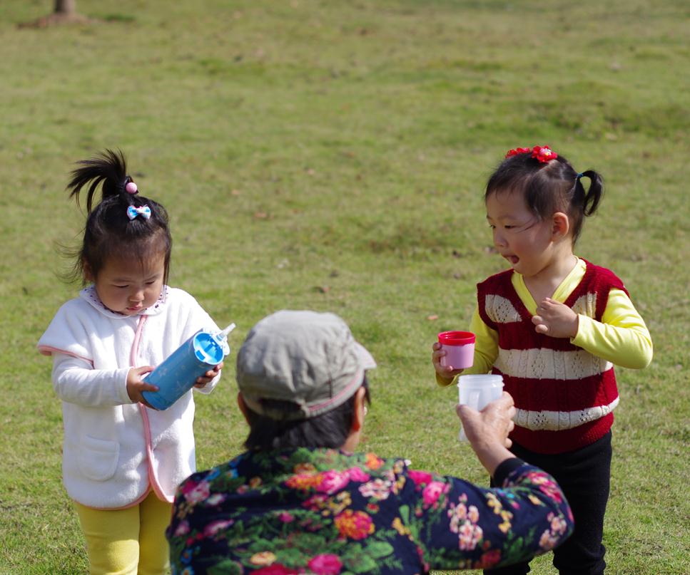 深圳北站草坪新发现，一群奶奶带着一群萌娃，场面很欢乐温馨