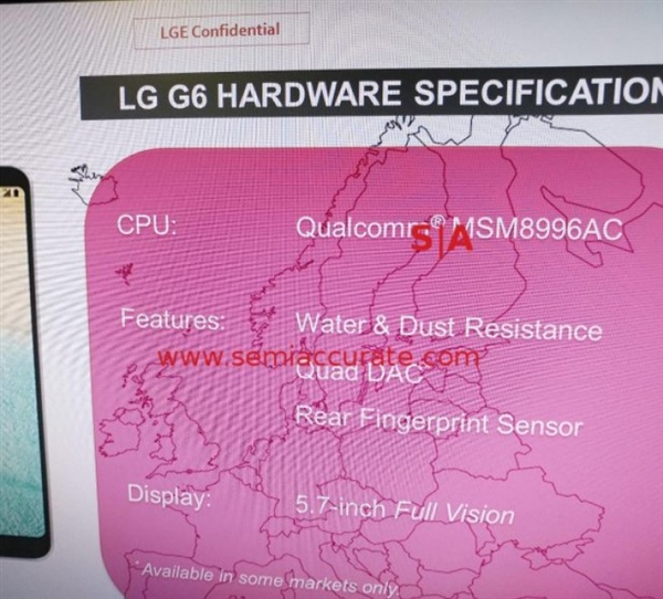 LG G6配备明确 CPU挑选一些出现意外