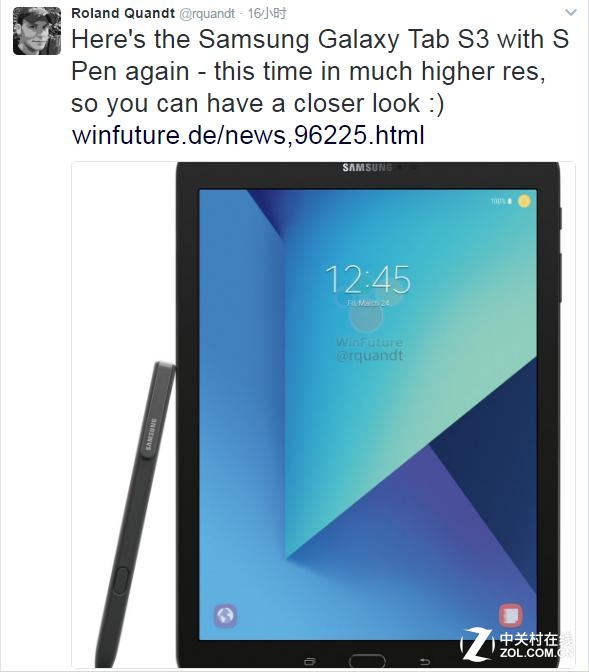 600美元开售：疑是三星Galaxy Tab S3新碟照曝出