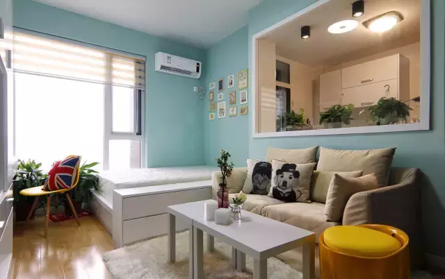 30平的单身公寓装修，空间利用到极致，颜色超棒！