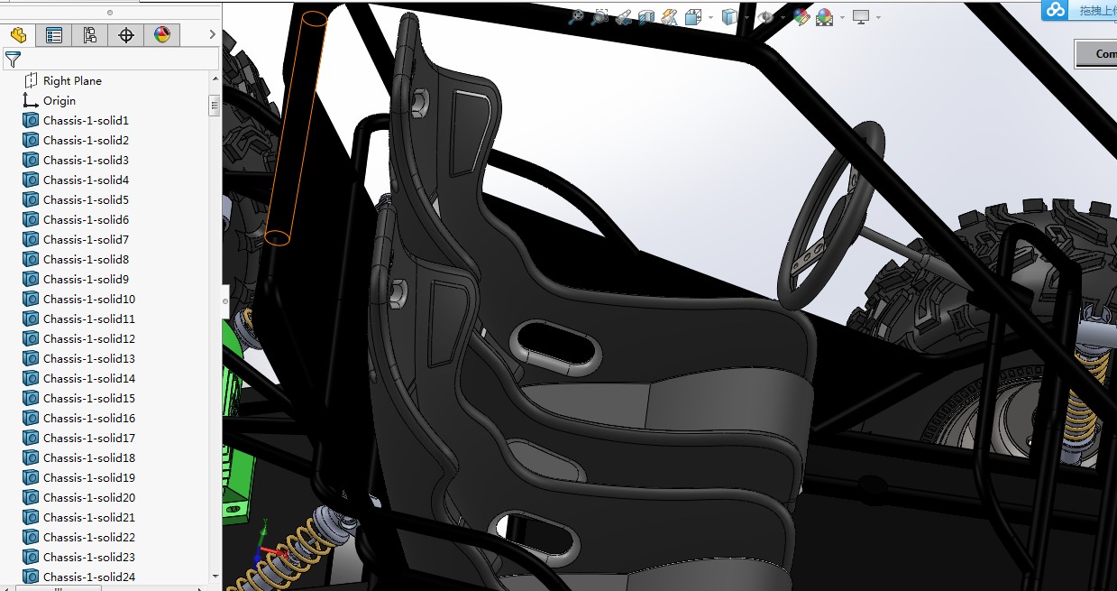 电动后轮驱动的沙漠赛车3D图纸 solidworks设计