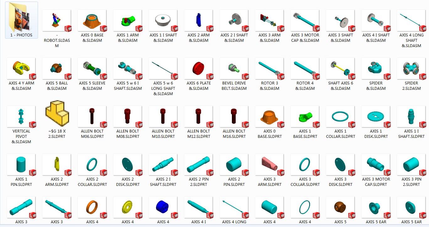 完整的6自由度机器人手臂3D建模图纸 SOLIDWORKS