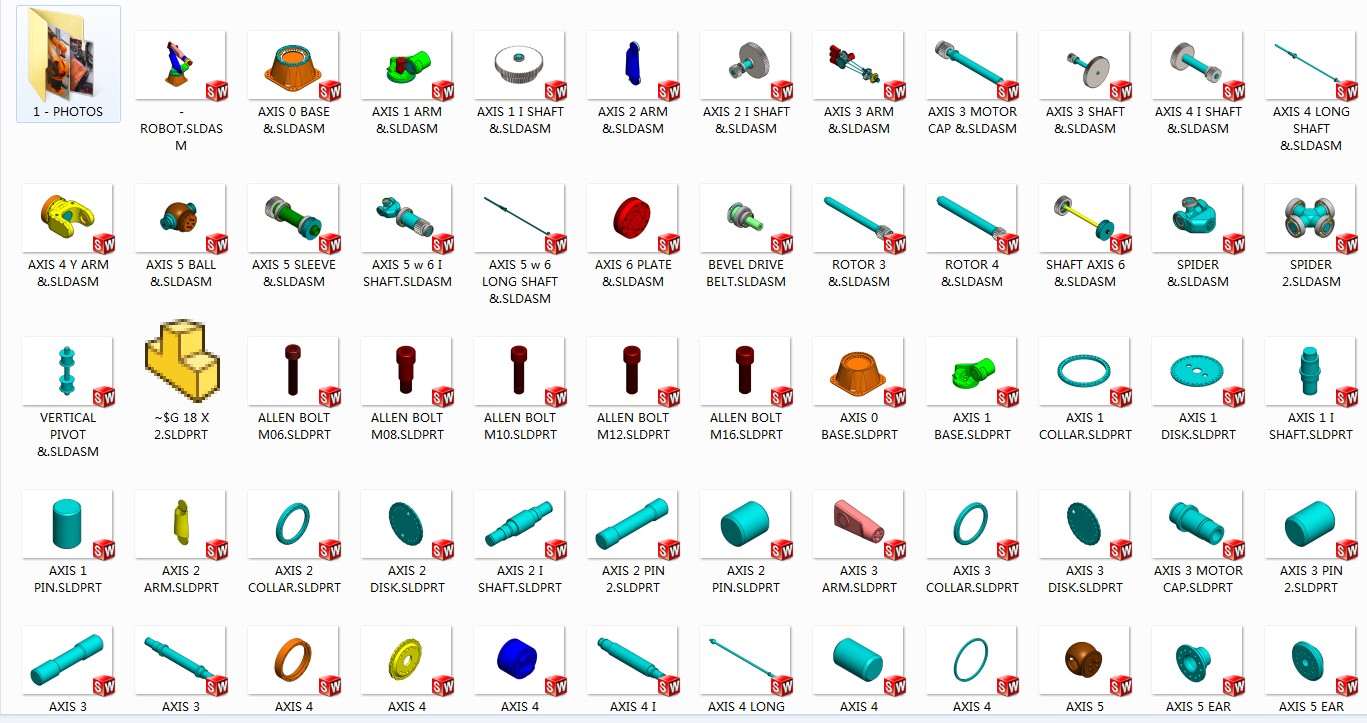 完整的6自由度机器人手臂3D建模图纸 SOLIDWORKS