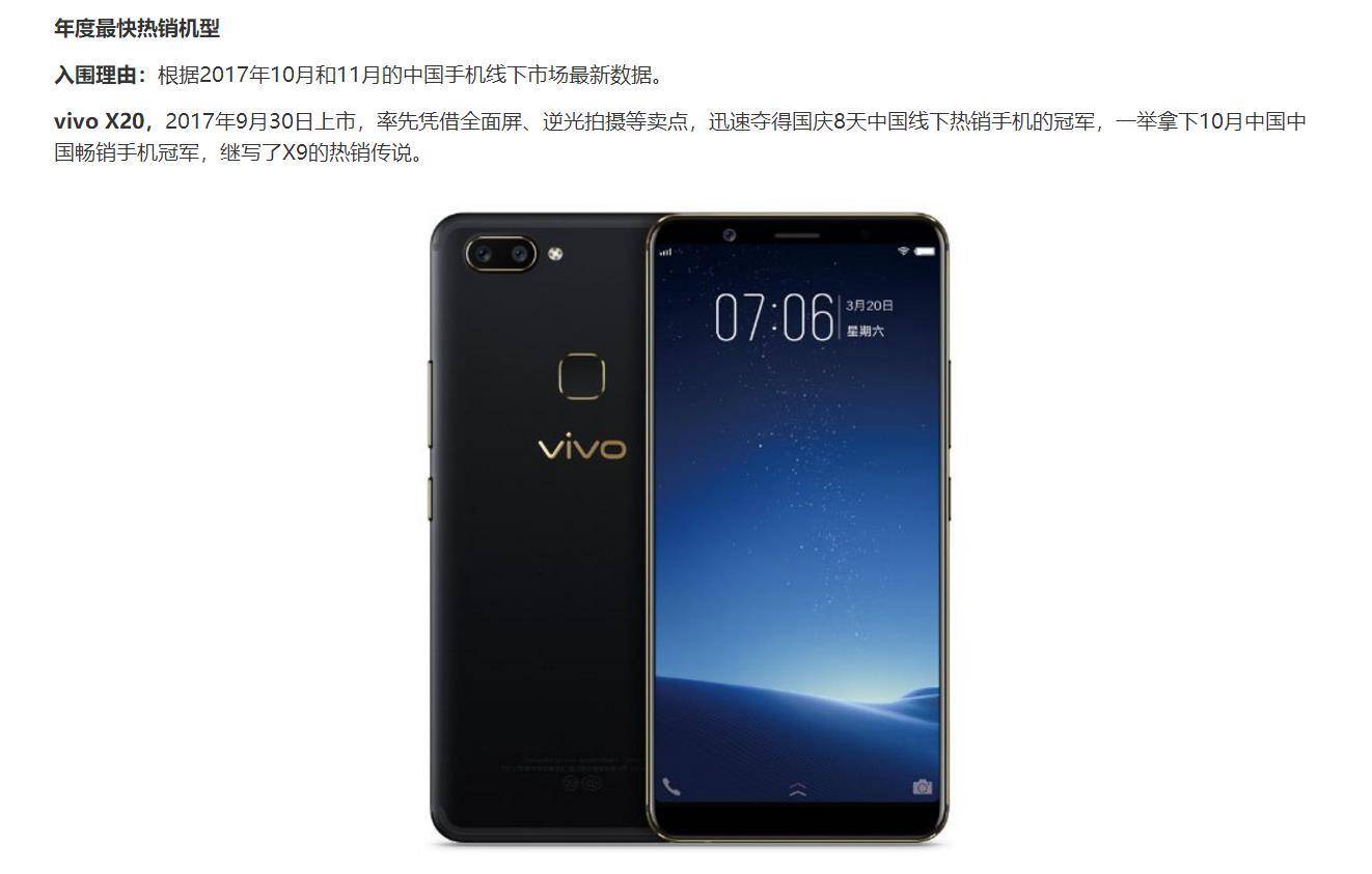 第一手机上研究所公布本年度热销手机资料，vivo2款排行靠前