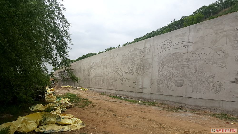 乐亭：正在建设中的古滦河公园文化墙