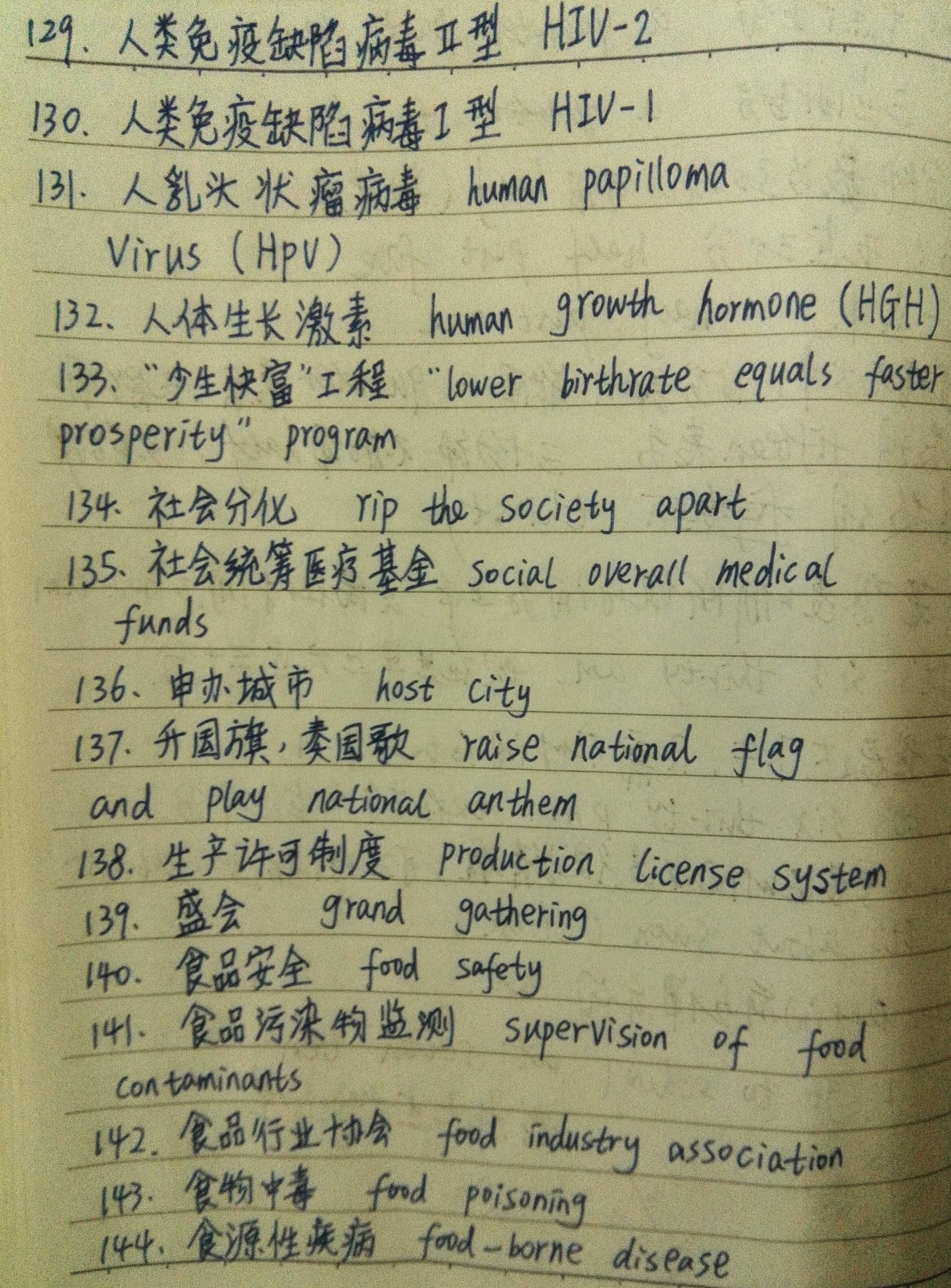 体育和健康英语词汇汇总