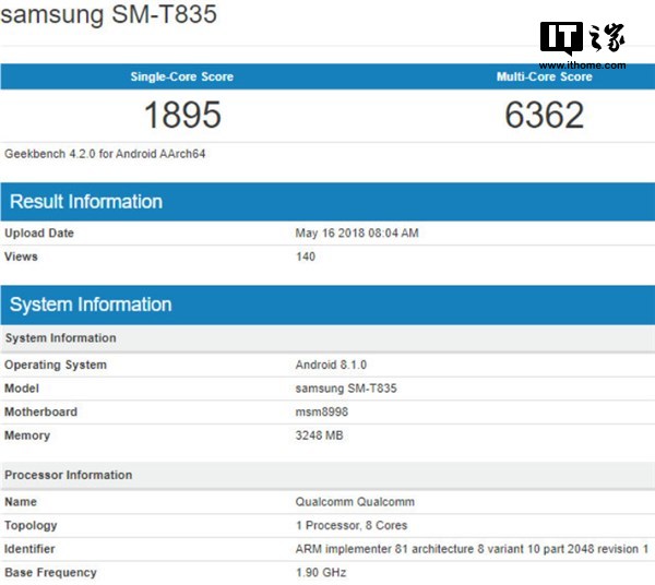 三星Galaxy Tab S4平板电脑显卡跑分亮相：稳稳的