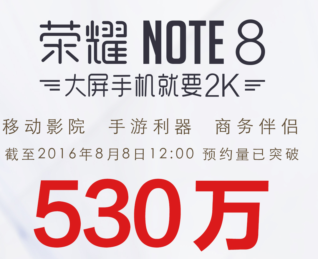 麒麟955 6.6英寸！荣誉NOTE8预定量发布：有一定量现货交易