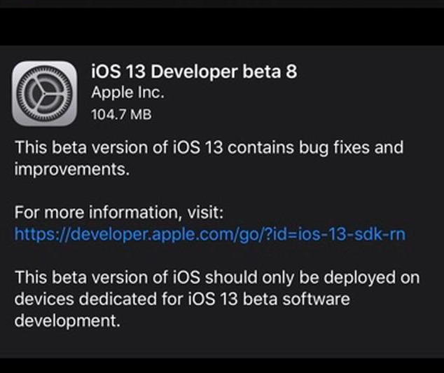 晚到的消息推送 iPhoneiOS Developer Beta 8公布 另附升级固定件