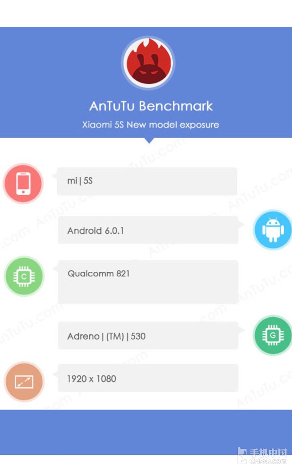 小米手机5S配备安兔兔曝出：配用骁龙821