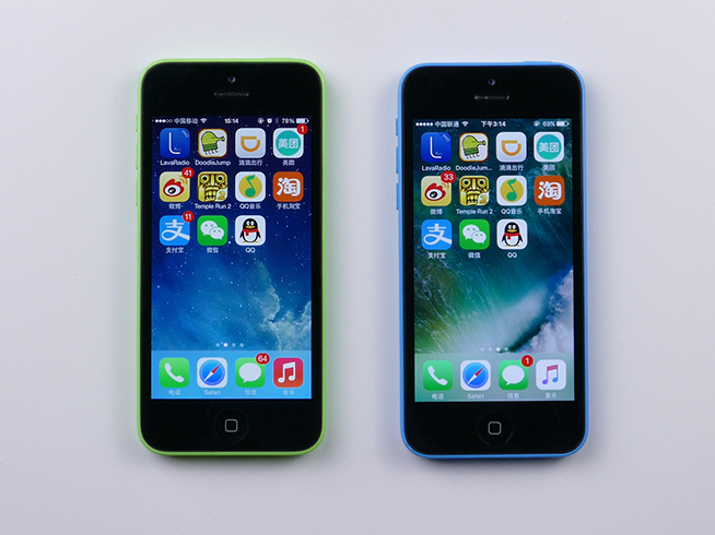 老设备的福利 iPhone 5c iOS 10比照iOS 7