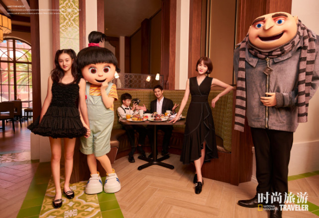 田亮一家环球影城拍大片，13岁森碟个头直追妈妈，颜值气质双绝