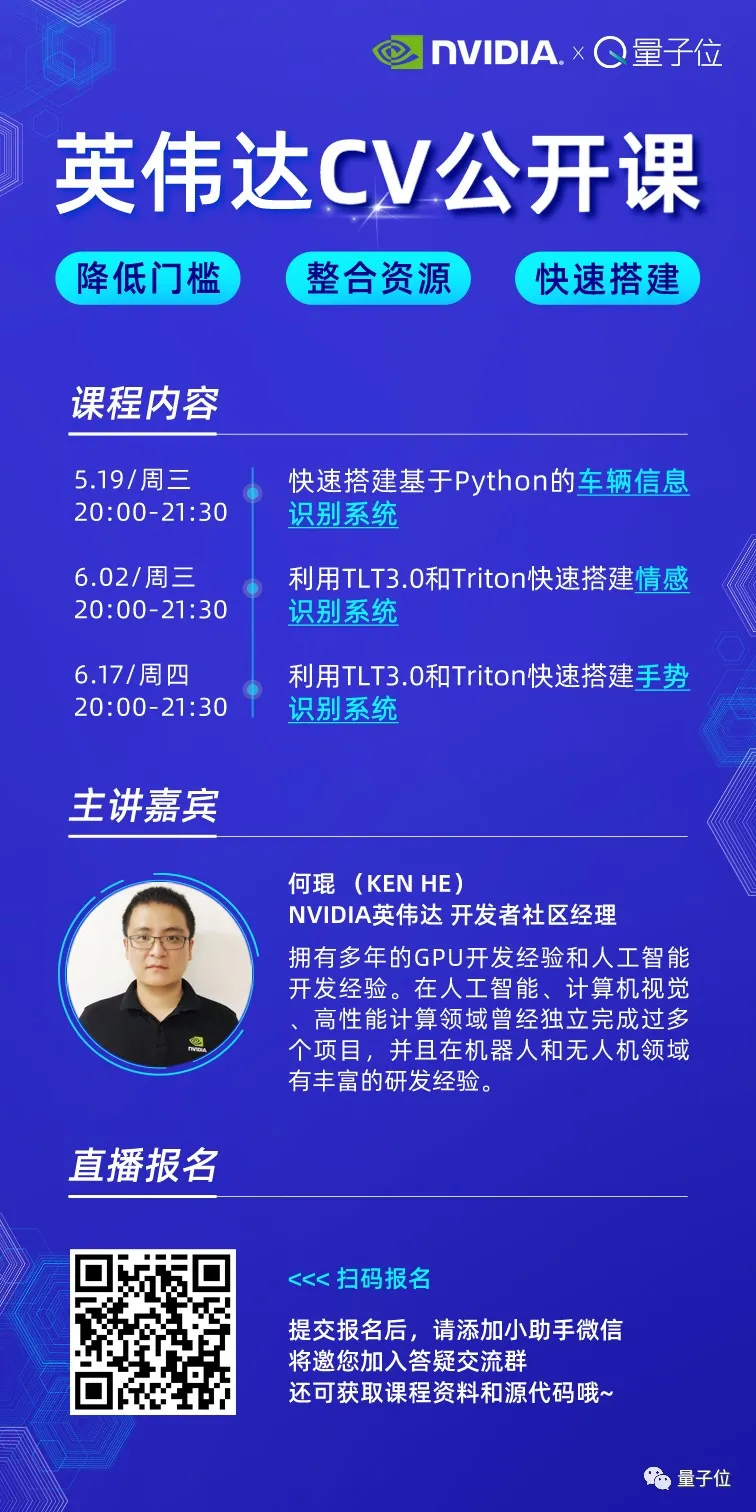 低门槛、快速实现图像识别AI开发,这场公开课值得 | 英伟达公开课