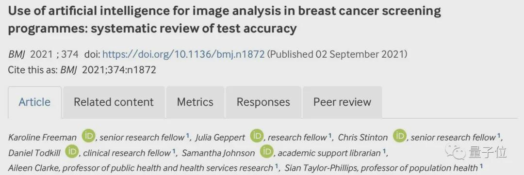 医学顶刊BMJ打脸谷歌：AI取代医生检测乳腺癌还远着呢​