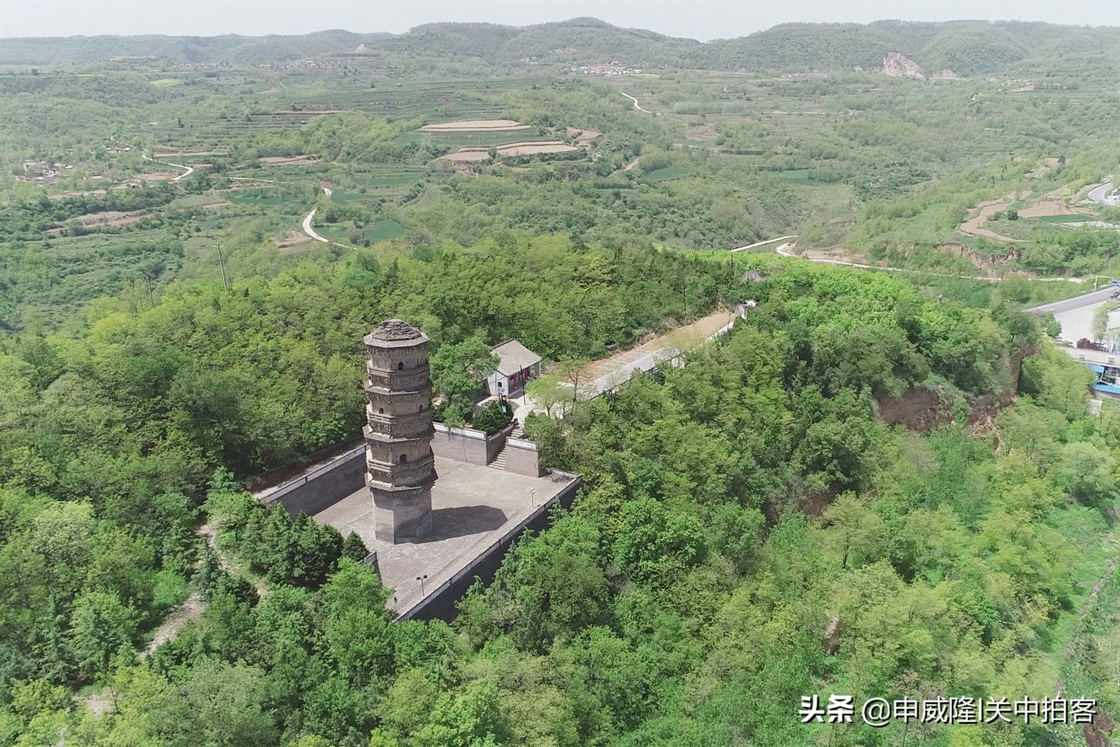 永平古镇：航拍北宋武陵寺塔（永寿旧县城古塔）