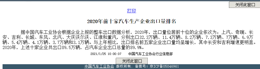 出口哪家强？奇瑞第二、长城第五、长安第三，吉利上榜