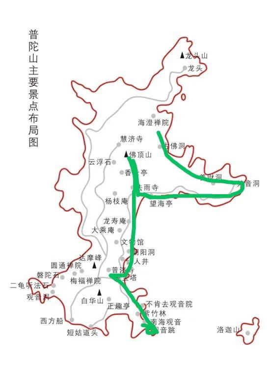 普陀山路线图图片