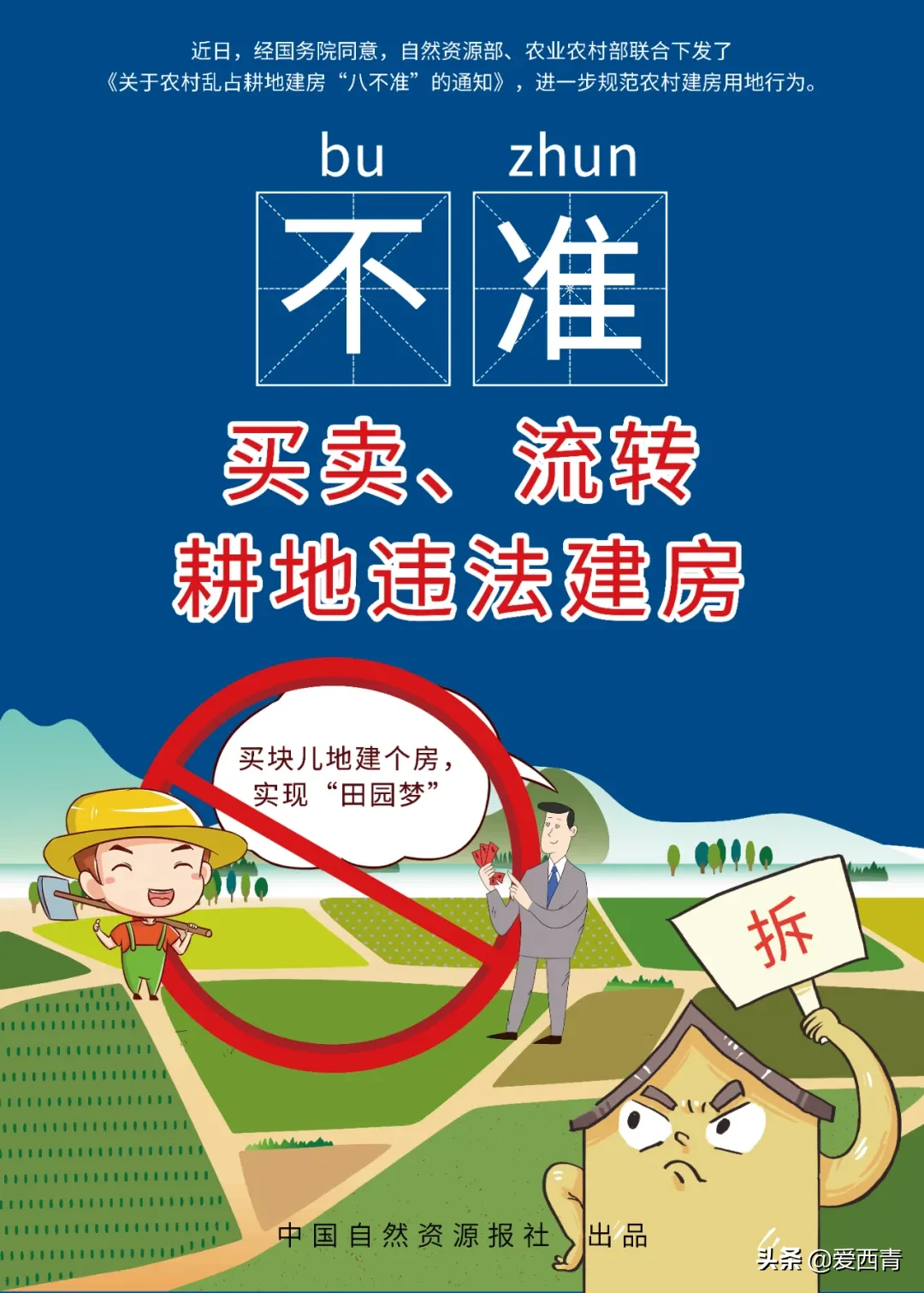 【西青宣传】农村乱占耕地建房“八不准”系列漫画（一）