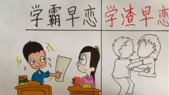 一张图直观论说了，学生早恋的有必要走的两条路，很形象