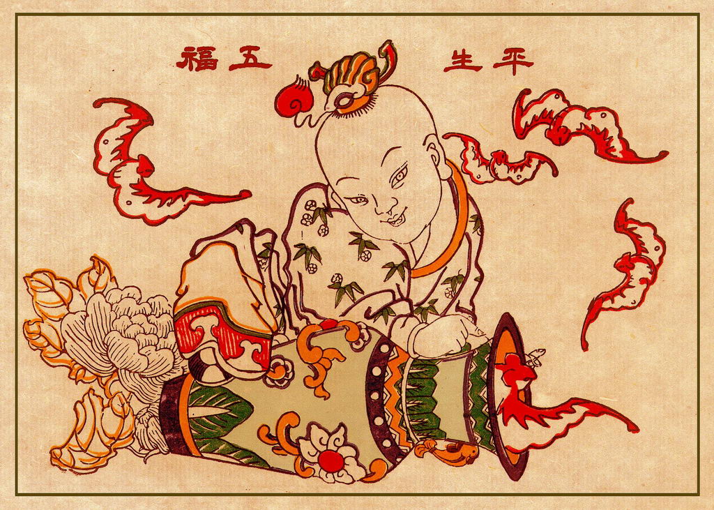 年代久远的民间年画古风浓郁粗糙却不失韵味