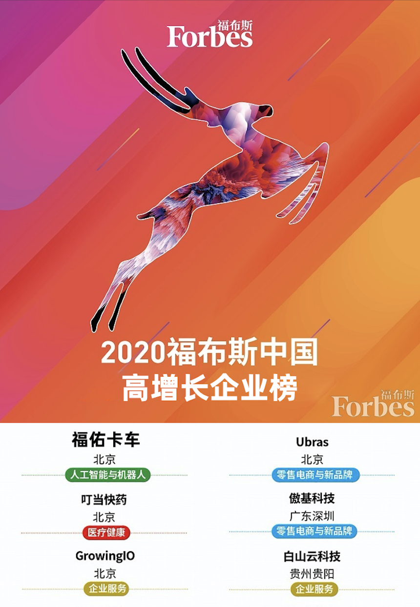 福布斯中国发布2020高增长企业榜 福佑卡车、叮当快药等入榜