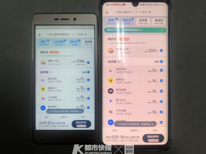 手机越贵打车越贵？我们实测了15次，预估价基本一致