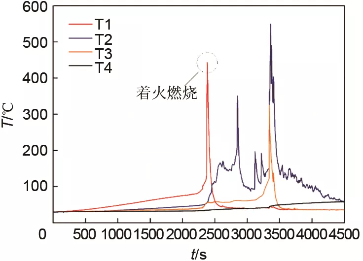 加热引发三元18650型锂离子电池组的燃烧特性