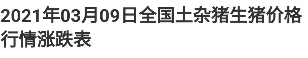 今日最新生猪价格（2021.03.09）