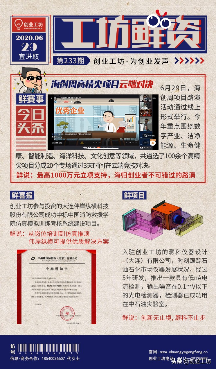 工坊鲜资233期：海创周线上路演，100余个高精尖项目云端对决