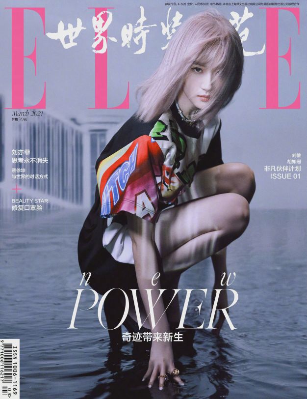 Liu Yifei is brand-new modelling of hair of 2 dimension pink is ascended " Elle " March print cover exposure sweet Sa