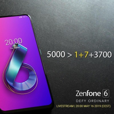 asusZenfone 6宣传海报图片曝出，超大型充电电池5000mAh挥剑一加7