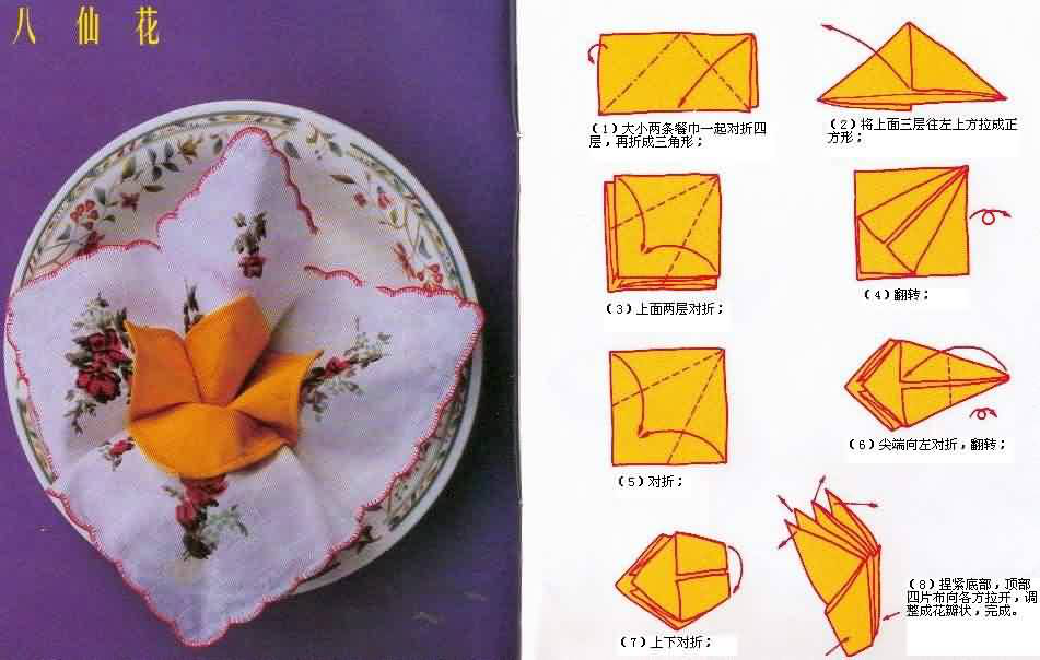 餐巾盘花的10种简单叠法,学几招,你也可以在家吃浪漫西餐!-宝商在线