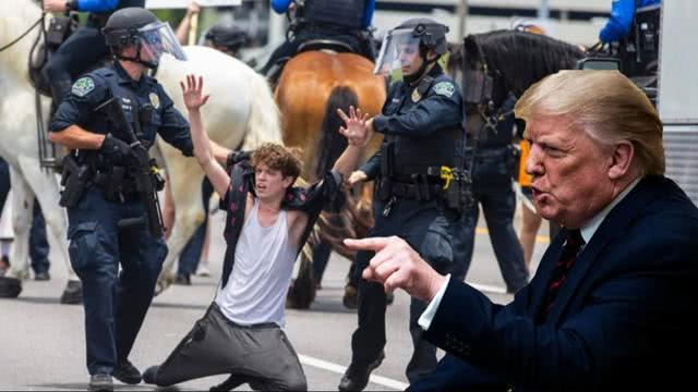 特朗普警告动用军队，美特殊装甲炮驱赶示威者，大量民众听力受损