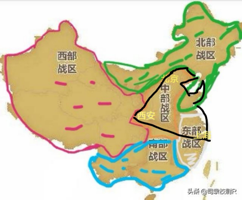 中国五大战区的核心区域