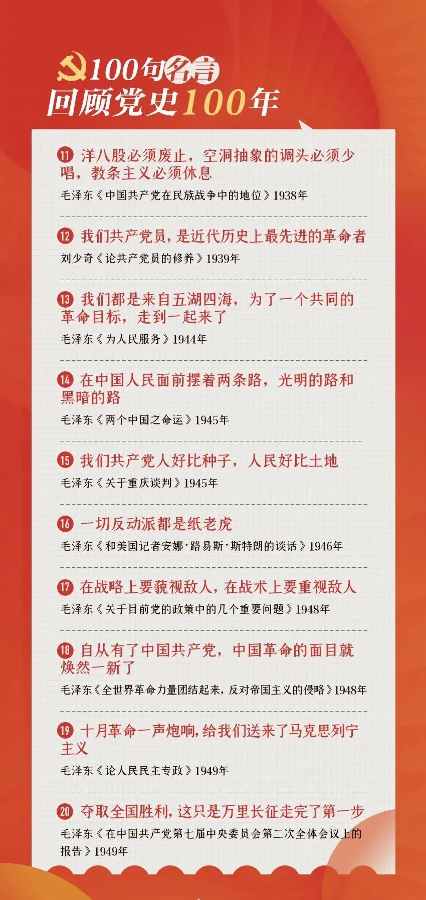 百句名言回顾党史百年