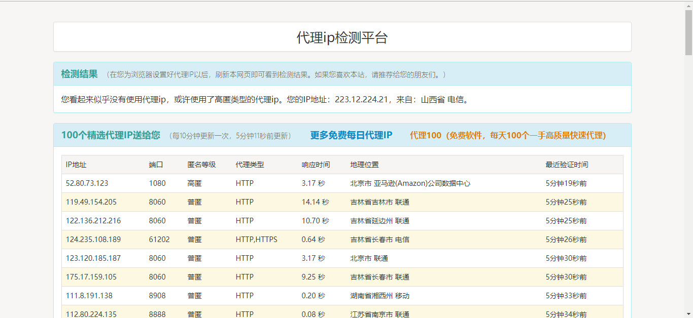 一些免费的代理IP网站