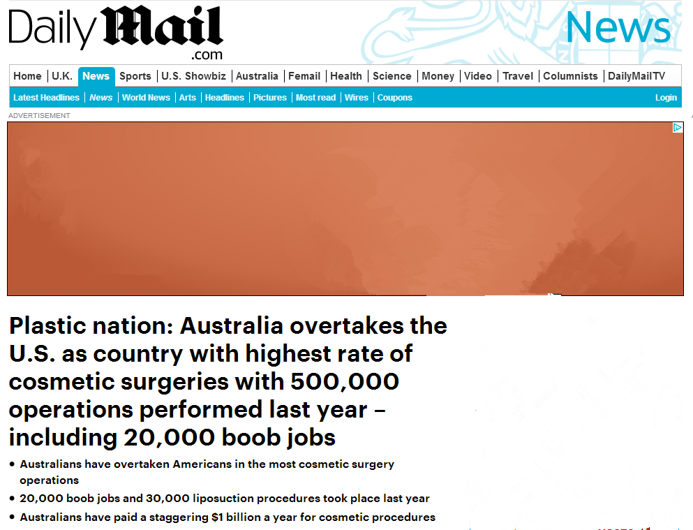 澳洲超越美国成为整形手术率高国，老外也爱整容？