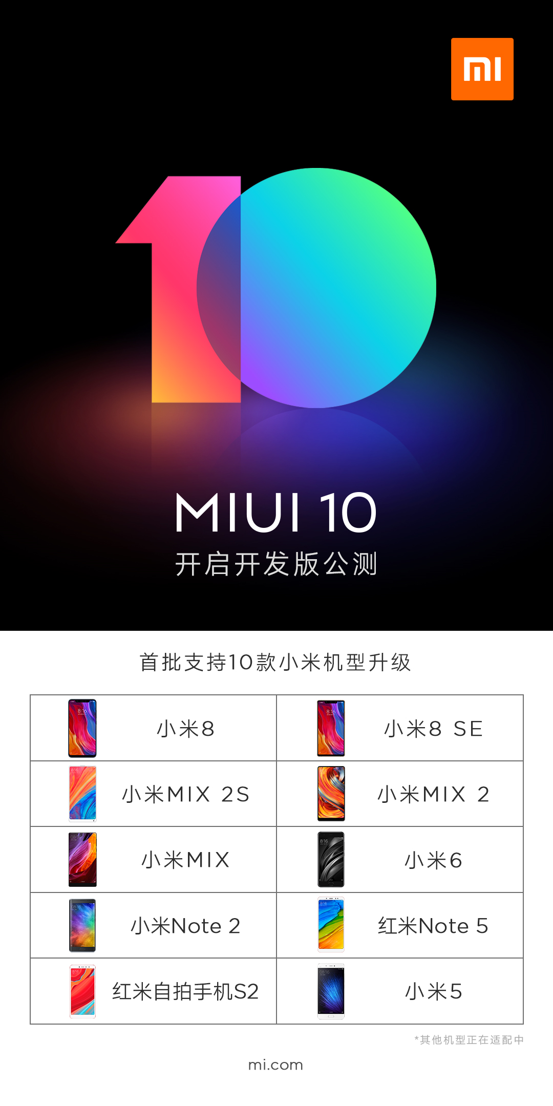 MIUI10 今天公測，看一下是否有你紅米手機