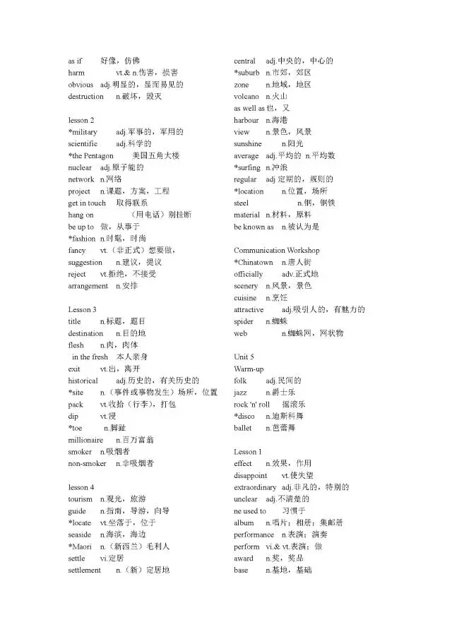 北师大版高中英语必修1~必修5单词表！