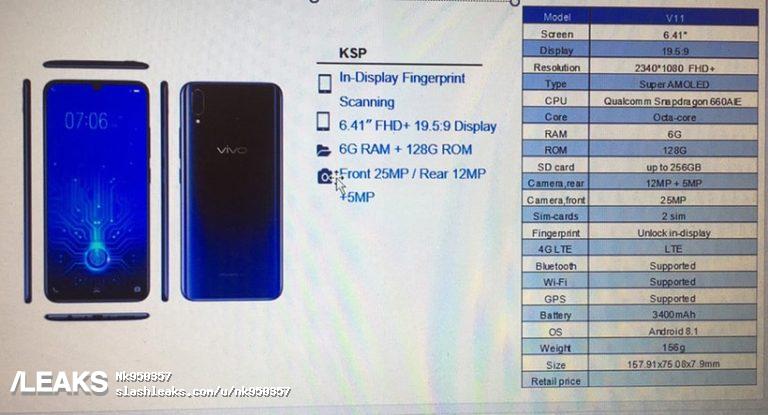 vivo V11全方位曝出：美人尖显示屏，依然骁龙660