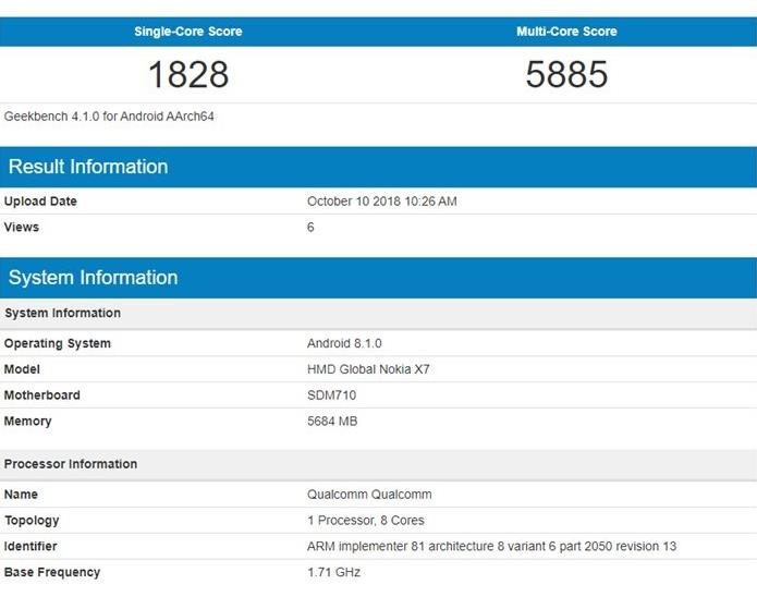 NokiaX7全新曝料：骁龙710 AI拍攝，最少1699元